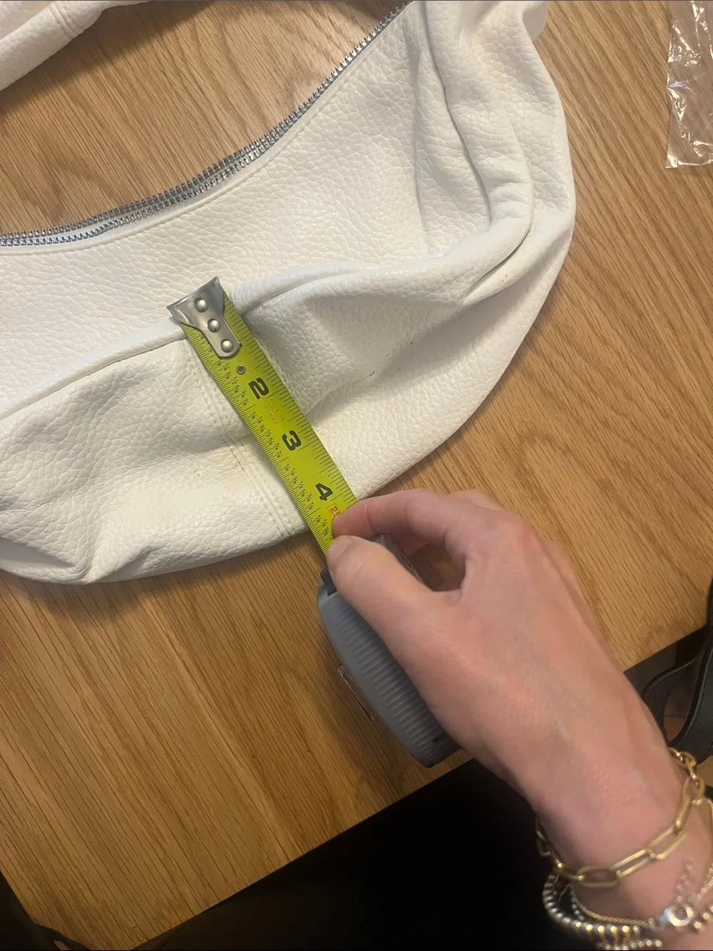 H&M White Pebbled Twist-Handle Hobo Bag